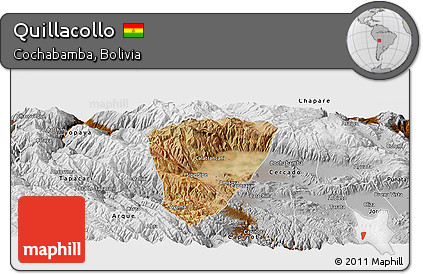 Satellite Panoramic Map of Quillacollo, physical outside
