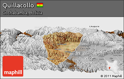 Satellite Panoramic Map of Quillacollo, physical outside