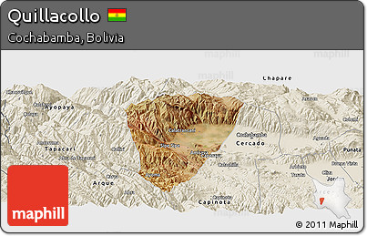 Satellite Panoramic Map of Quillacollo, shaded relief outside