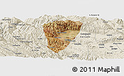 Satellite Panoramic Map of Quillacollo, shaded relief outside