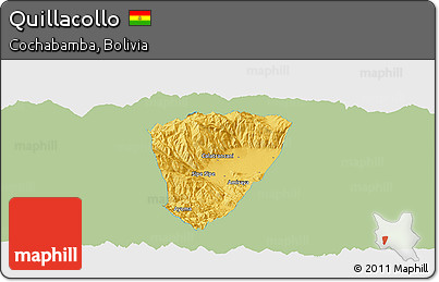 Savanna Style Panoramic Map of Quillacollo, single color outside