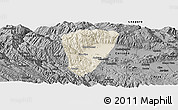 Shaded Relief Panoramic Map of Quillacollo, darken, desaturated