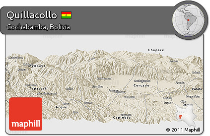 Shaded Relief Panoramic Map of Quillacollo