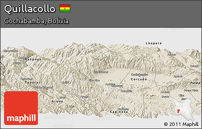 Shaded Relief Panoramic Map of Quillacollo