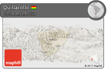 Shaded Relief Panoramic Map of Quillacollo, lighten