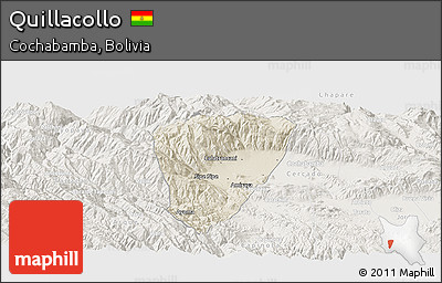 Shaded Relief Panoramic Map of Quillacollo, lighten