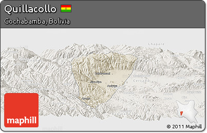 Shaded Relief Panoramic Map of Quillacollo, lighten