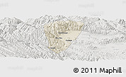 Shaded Relief Panoramic Map of Quillacollo, lighten, semi-desaturated