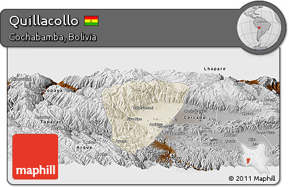 Shaded Relief Panoramic Map of Quillacollo, physical outside