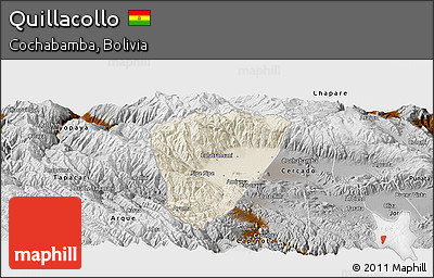 Shaded Relief Panoramic Map of Quillacollo, physical outside