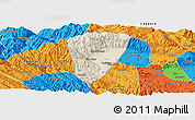 Shaded Relief Panoramic Map of Quillacollo, political outside