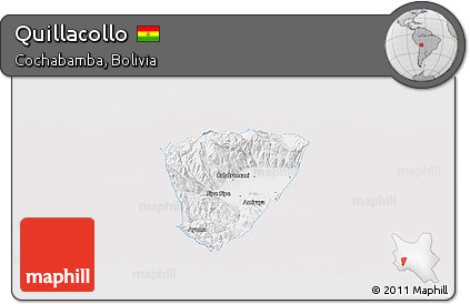Silver Style Panoramic Map of Quillacollo, single color outside