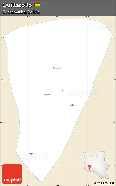 Classic Style Simple Map of Quillacollo, single color outside