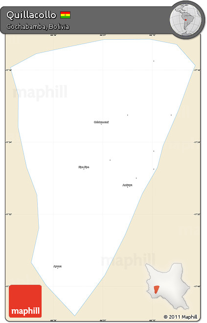 Classic Style Simple Map of Quillacollo, single color outside
