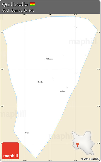 Classic Style Simple Map of Quillacollo, single color outside