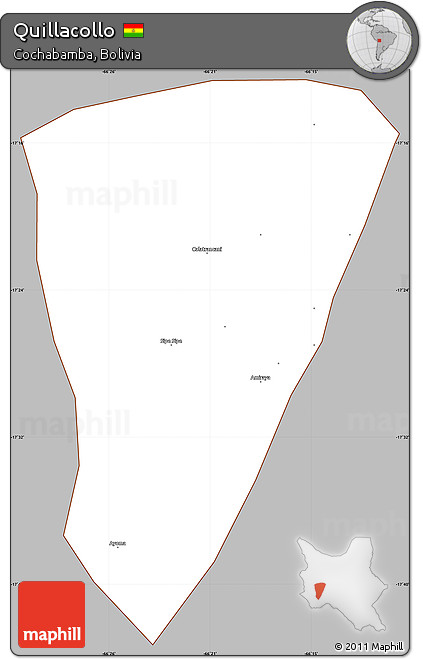 Gray Simple Map of Quillacollo, cropped outside