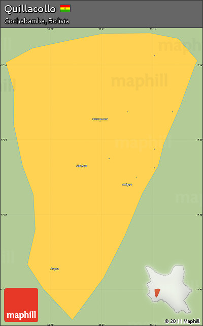 Savanna Style Simple Map of Quillacollo, single color outside