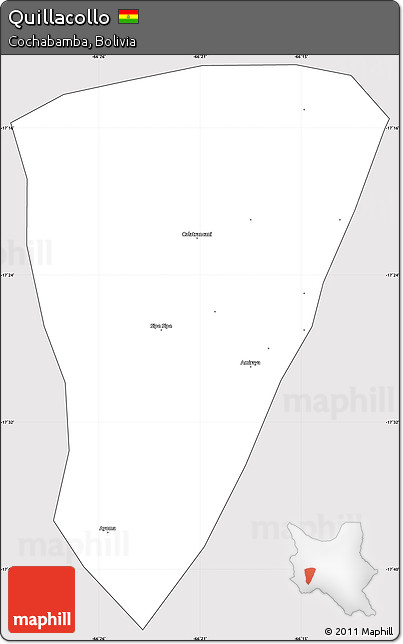 Silver Style Simple Map of Quillacollo, cropped outside