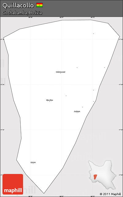 Silver Style Simple Map of Quillacollo, cropped outside