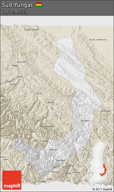 Classic Style 3D Map of Sud Yungas
