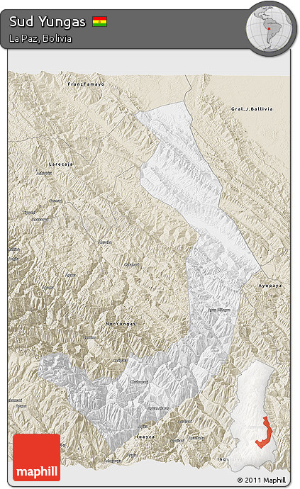 Classic Style 3D Map of Sud Yungas