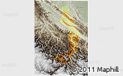 Physical 3D Map of Sud Yungas, semi-desaturated