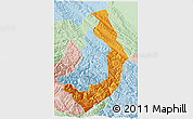 Political 3D Map of Sud Yungas, lighten