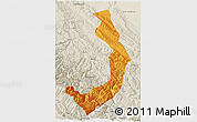 Political 3D Map of Sud Yungas, shaded relief outside