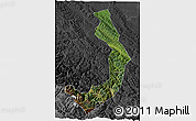Satellite 3D Map of Sud Yungas, darken, desaturated