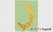 Savanna Style 3D Map of Sud Yungas, single color outside