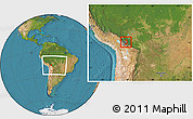 Satellite Location Map of Sud Yungas, within the entire country