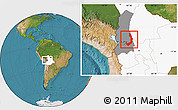 Satellite Location Map of Sud Yungas, highlighted country, highlighted parent region