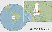 Savanna Style Location Map of Sud Yungas, highlighted parent region, hill shading