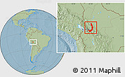 Savanna Style Location Map of Sud Yungas, hill shading