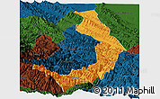 Political Panoramic Map of Sud Yungas, darken