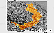 Political Panoramic Map of Sud Yungas, desaturated
