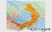 Political Panoramic Map of Sud Yungas, lighten