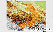 Political Panoramic Map of Sud Yungas, physical outside