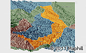 Political Panoramic Map of Sud Yungas, semi-desaturated