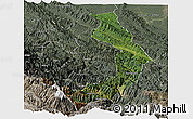 Satellite Panoramic Map of Sud Yungas, semi-desaturated