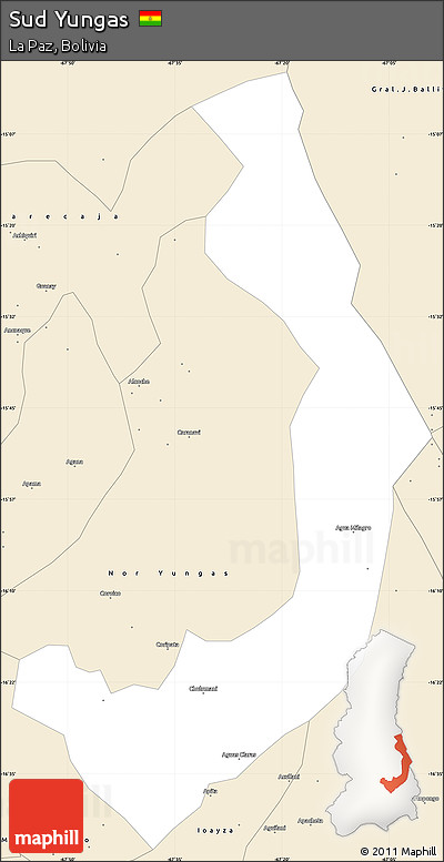 Classic Style Simple Map of Sud Yungas