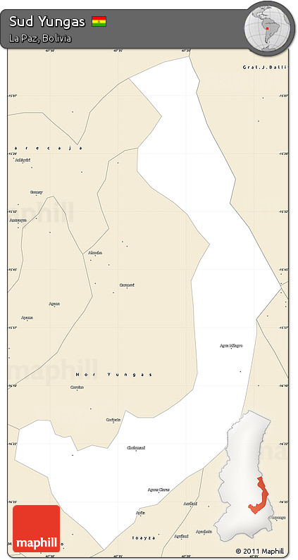 Classic Style Simple Map of Sud Yungas