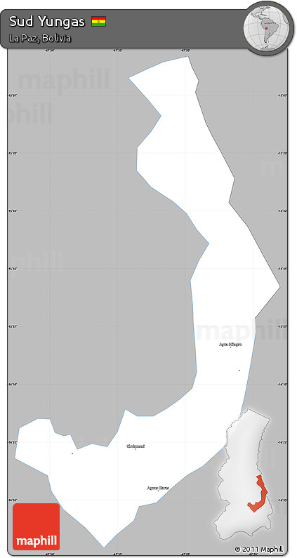 Gray Simple Map of Sud Yungas, single color outside