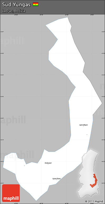 Gray Simple Map of Sud Yungas, single color outside