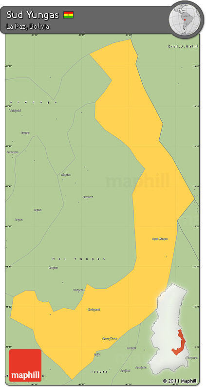 Savanna Style Simple Map of Sud Yungas
