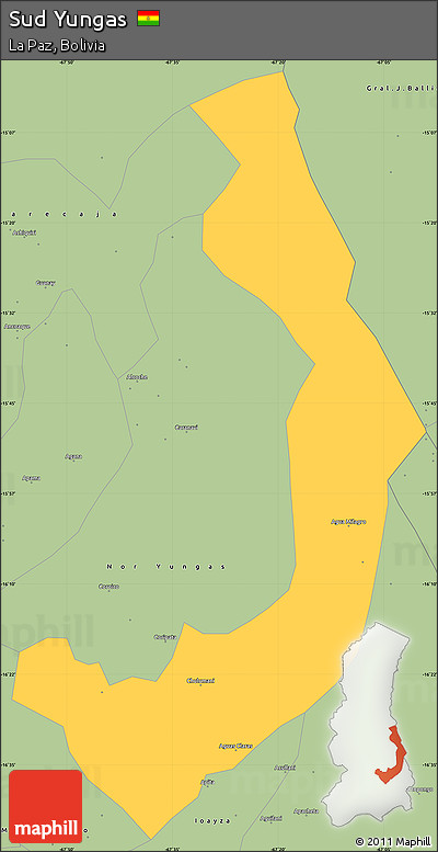Savanna Style Simple Map of Sud Yungas