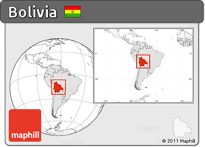 Blank Location Map of Bolivia, highlighted continent, within the entire continent