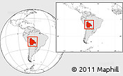 Blank Location Map of Bolivia, highlighted continent, within the entire continent