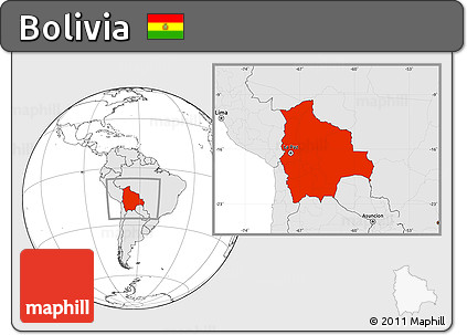 Blank Location Map of Bolivia, highlighted continent