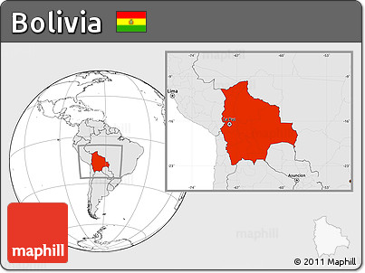 Blank Location Map of Bolivia, highlighted continent